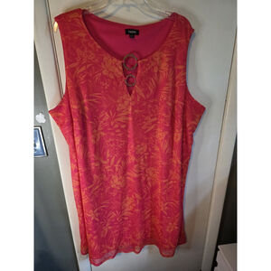 Women Colorful Preppy Bloomcore Tropical Sleeveless Swing Mini Dress 3X Plus